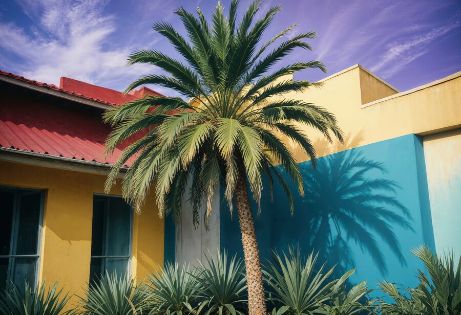 Is fumigation safe for pets - Palm tree in front of colorful building.