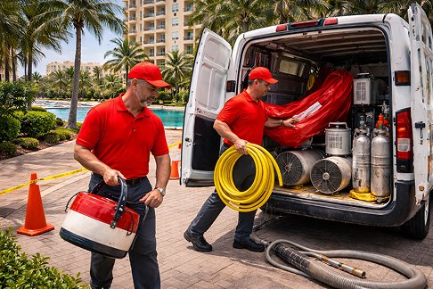 Pest control florida whole - Technicians unloading equipment from a service van.